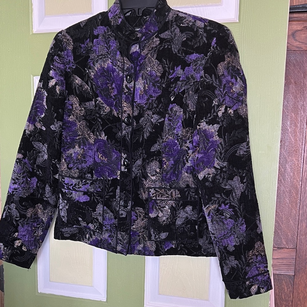 Floral Black and Purple Women's Blazer